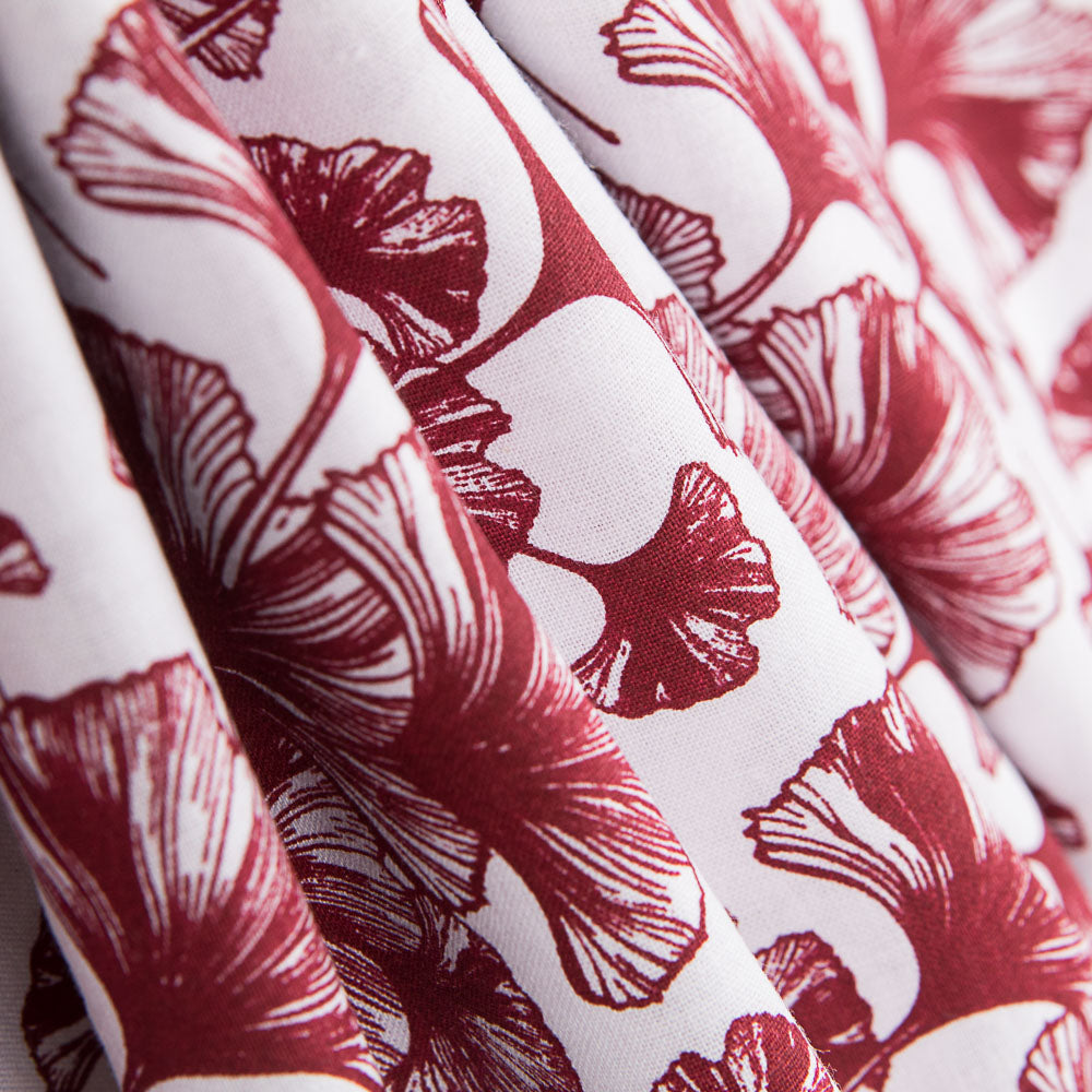 Sábana Estampada Ginkgo Biloba Granate - Ribes y Casals