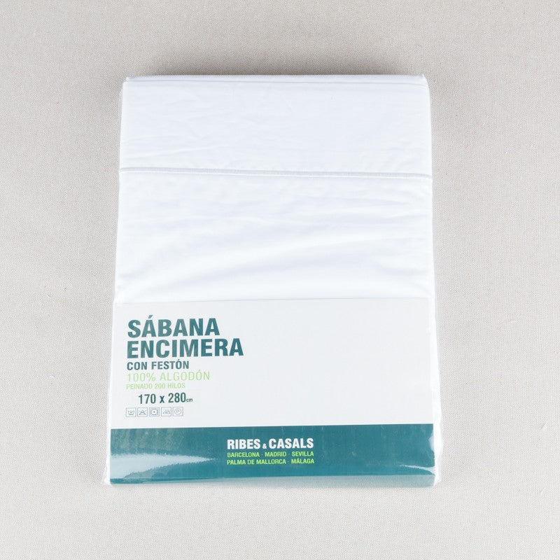 Sábana Encimera Algodón Festón 170x280cm - Ribes y Casals