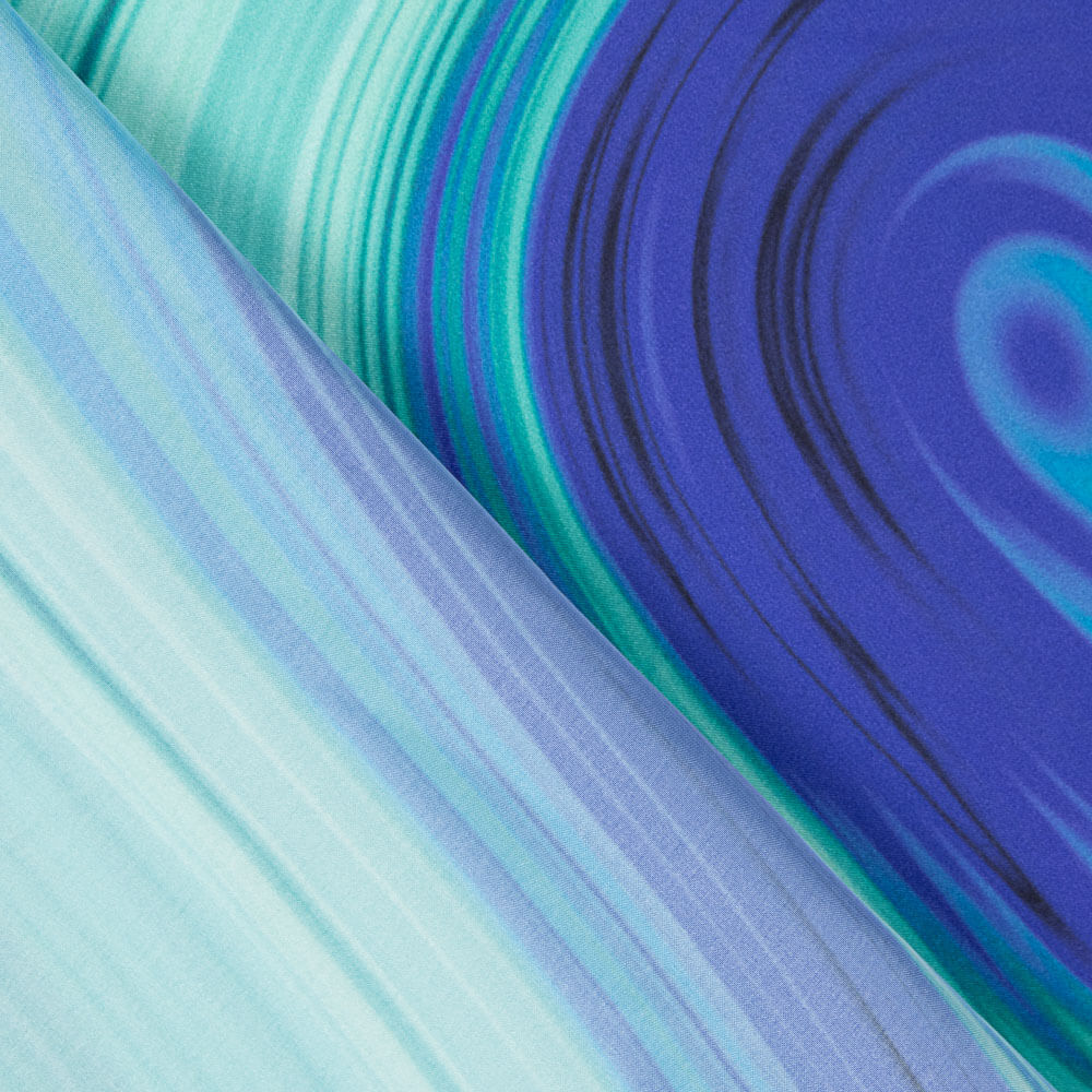 Satén Estampado Abstracto Azul - Ribes y Casals