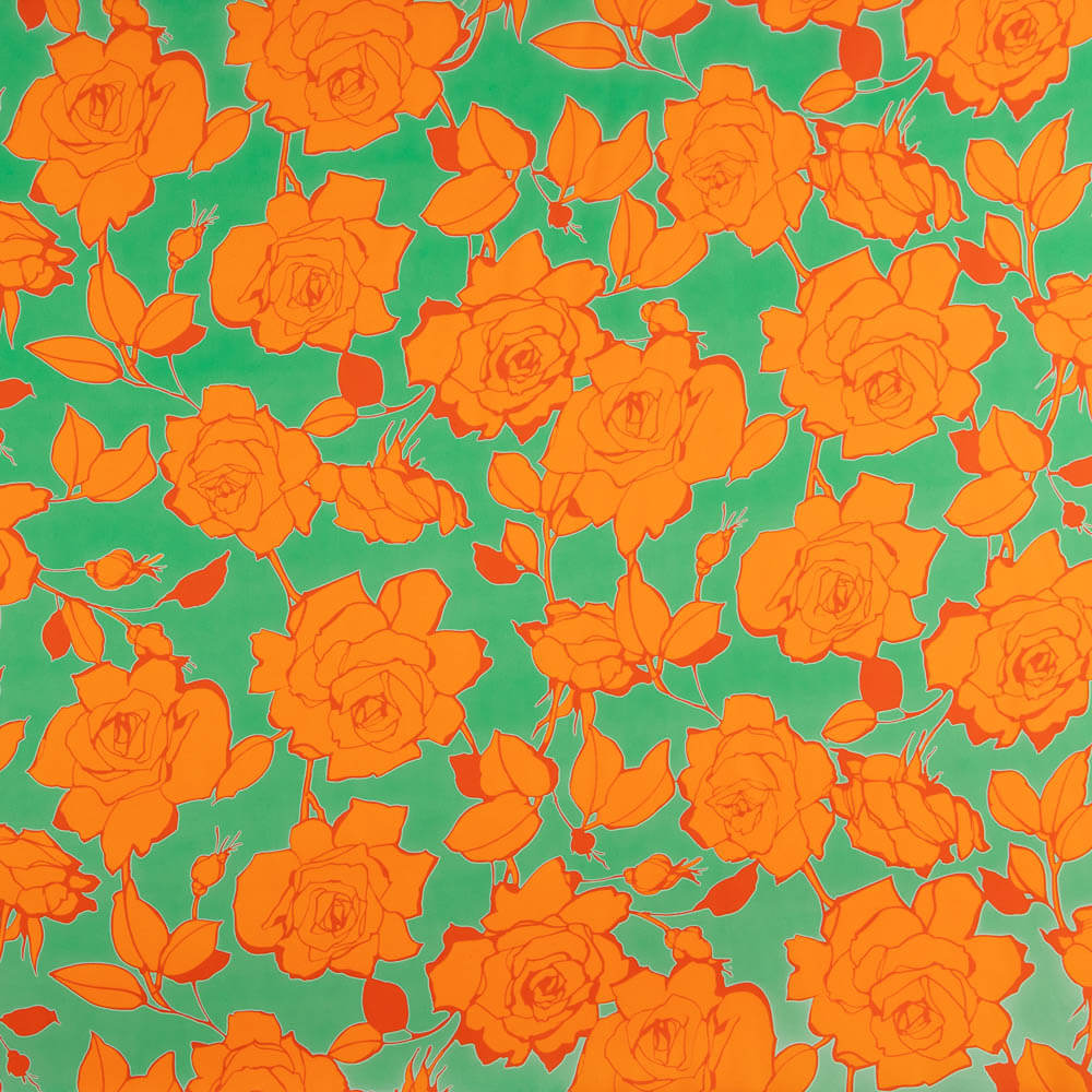 Satén Estampado Flor Caipi Naranja - Ribes y Casals