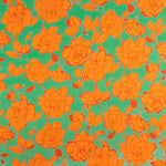 Satén Estampado Flor Caipi Naranja - Ribes y Casals