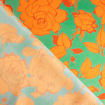 Satén Estampado Flor Caipi Naranja - Ribes y Casals