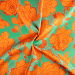 Satén Estampado Flor Caipi Naranja - Ribes y Casals