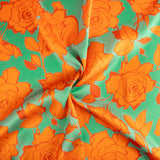 Satén Estampado Flor Caipi Naranja - Ribes y Casals