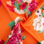 Satén Estampado Cretoné Naranja - Ribes y Casals