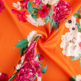 Satén Estampado Cretoné Naranja - Ribes y Casals