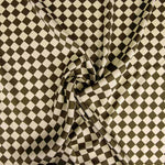 Satén Poliéster Rombos Kaki-Crudo - Ribes y Casals