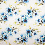 Satén Estampado Flor Azul Arte - Ribes y Casals