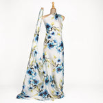 Satén Estampado Flor Azul Arte - Ribes y Casals