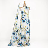 Satén Estampado Flor Azul Arte - Ribes y Casals
