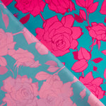 Satén Estampado Flor Caipi Fucsia - Ribes y Casals