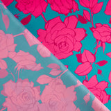 Satén Estampado Flor Caipi Fucsia - Ribes y Casals