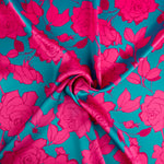 Satén Estampado Flor Caipi Fucsia - Ribes y Casals