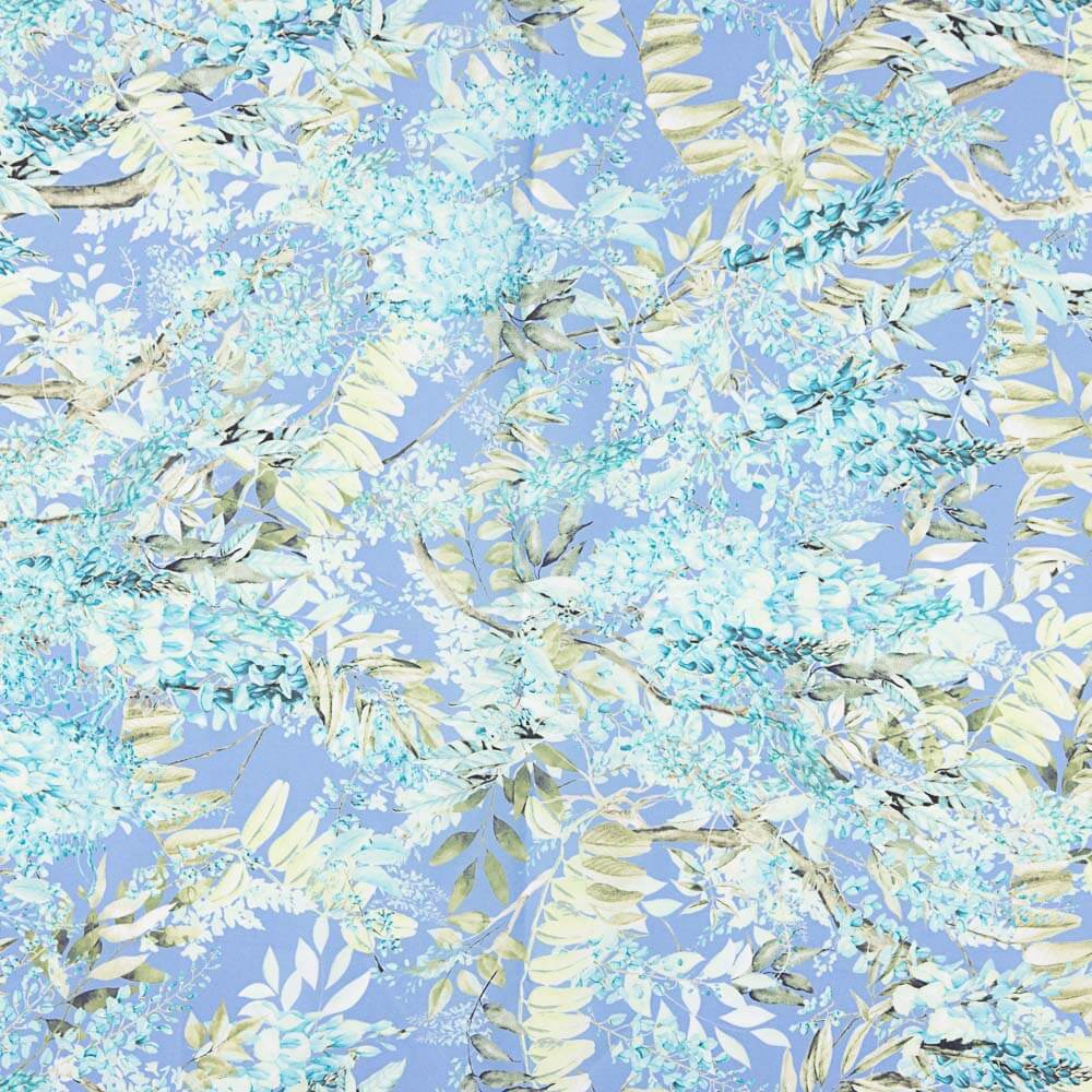 Satén Estampado Floral Azul Claro - Ribes y Casals