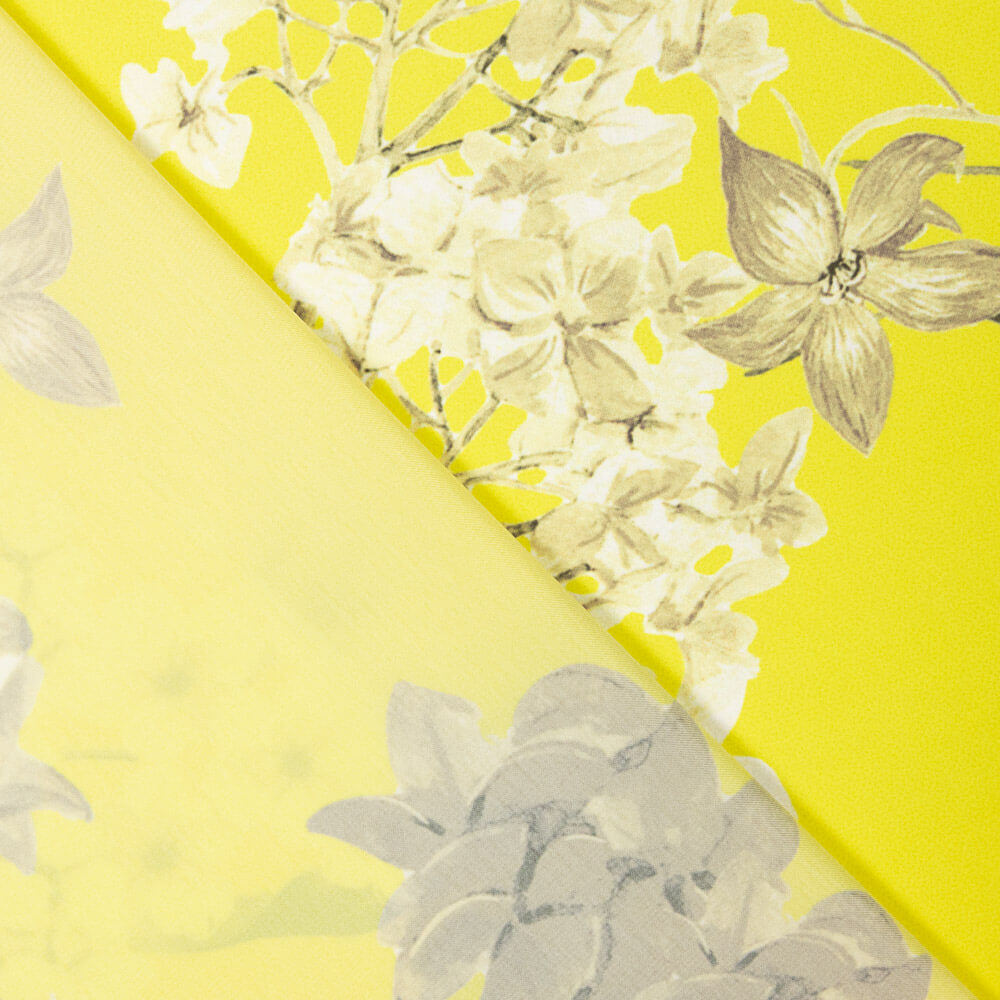 Satén Estampado Kimono Amarillo - Ribes y Casals