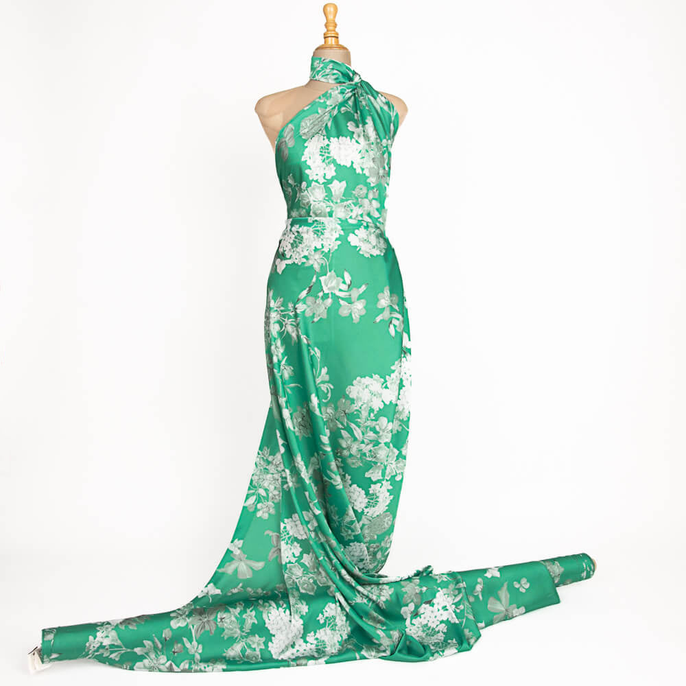 Satén Estampado Kimono Menta - Ribes y Casals
