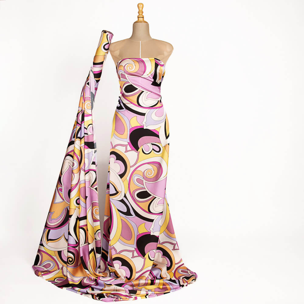 Satén Estampado Pucci Malva - Ribes y Casals