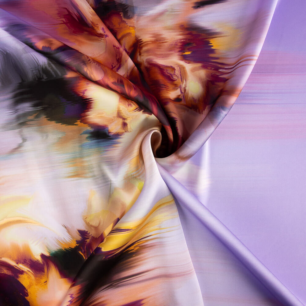 Satén Estampado Splash Morado - Ribes y Casals