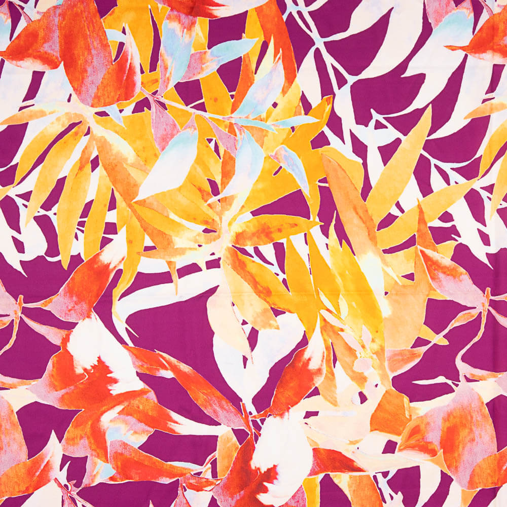 Satén Estampado Tropical Naranja - Ribes y Casals