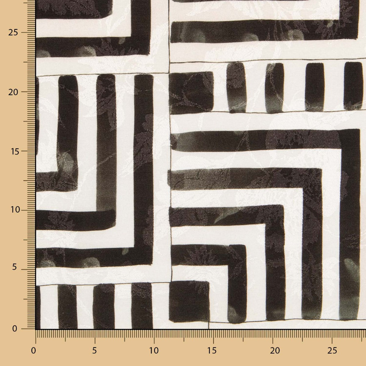 Satén Jacquard Geométrico Negro - Ribes y Casals