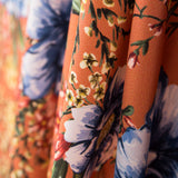 Satén Mate Floral Terracota - Ribes y Casals