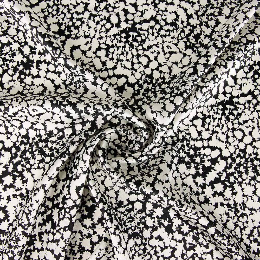 Satén Poliéster Estampado Abstract Negro - Ribes y Casals