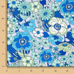 Satén Poliéster Floral Azul - Ribes y Casals