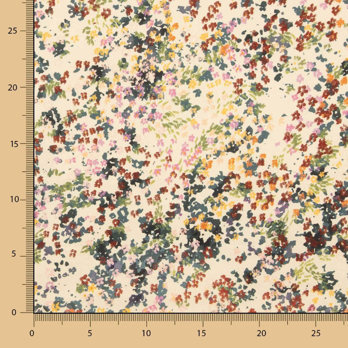 Satén Poliéster Floral Crema - Ribes y Casals