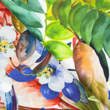 Satén Seda Natural Estampado Floral Azul - Ribes y Casals