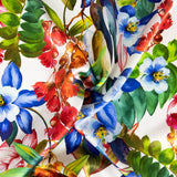 Satén Seda Natural Estampado Floral Azul - Ribes y Casals
