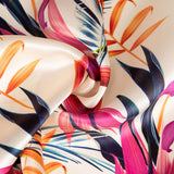 Satén Seda Natural Estampado Floral Fucsias - Ribes y Casals