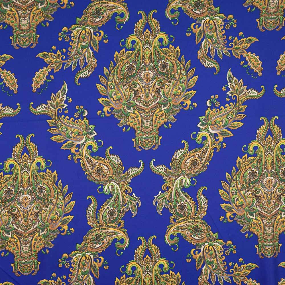 Satén Spandex Dibujo Brocado Azulón - Ribes y Casals