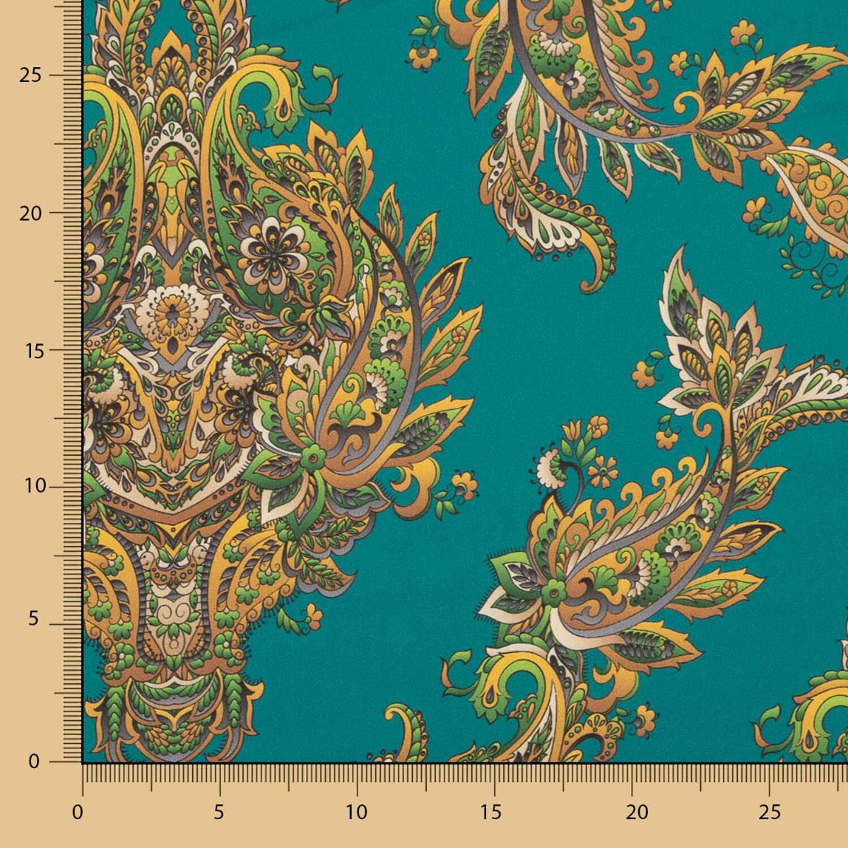 Satén Spandex Dibujo Brocado Verde Esmeralda - Ribes y Casals