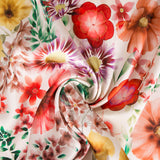 Satén Spandex Flor Cretonera Rojo - Ribes y Casals