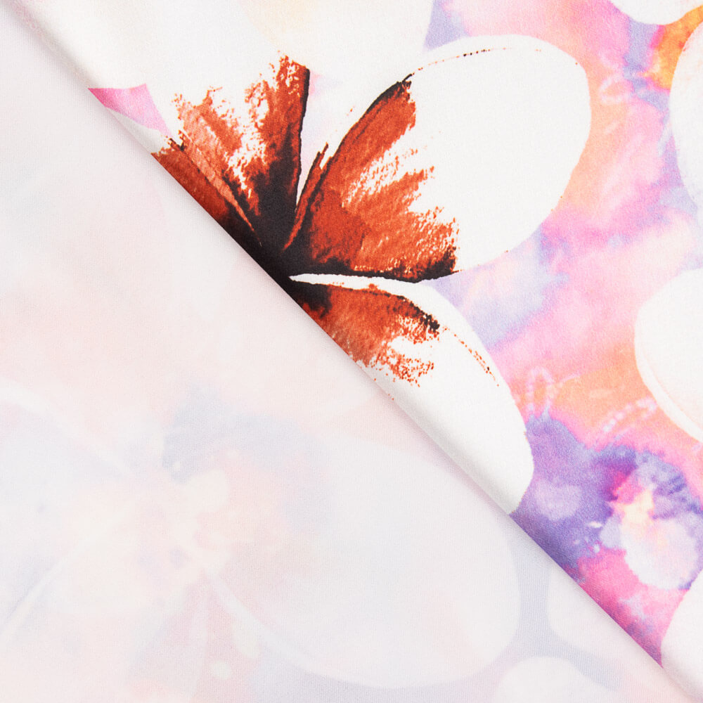 Satén Spandex Flor Malva - Ribes y Casals