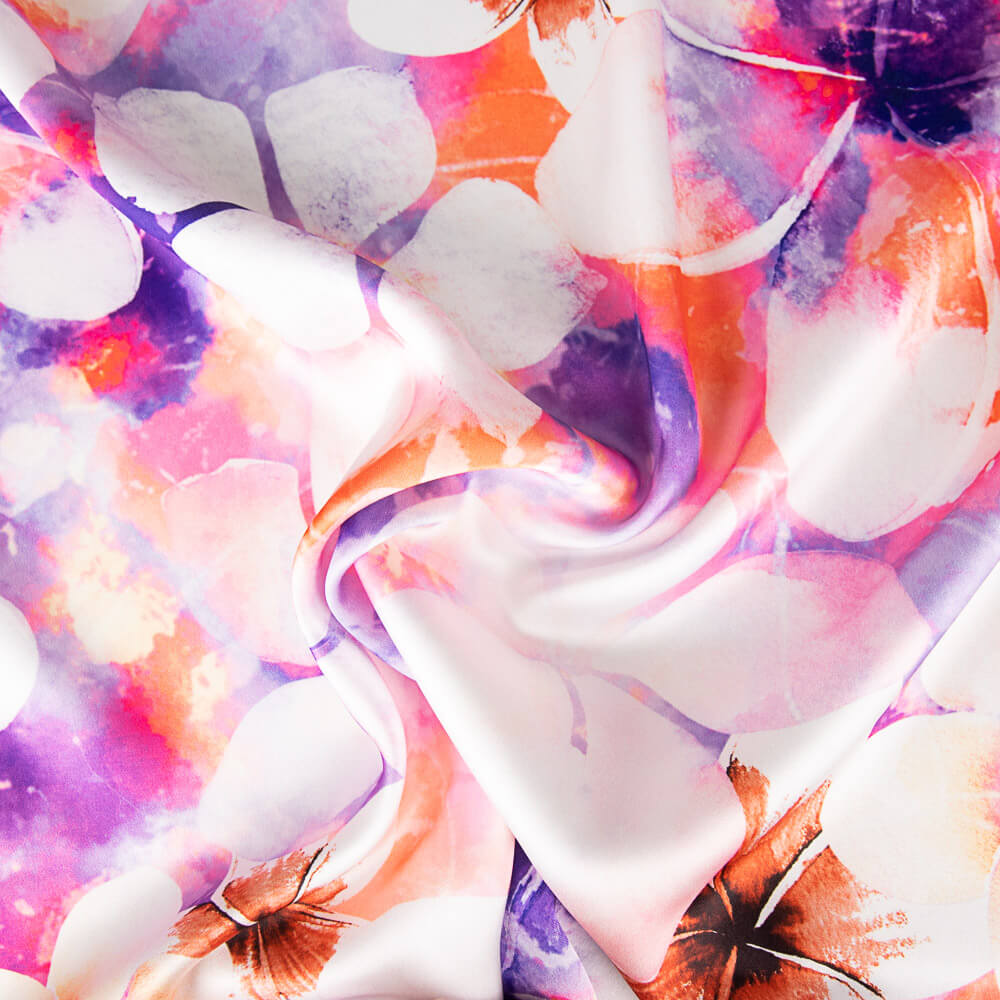 Satén Spandex Flor Malva - Ribes y Casals