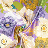 Satén Spandex Flor Retro Maxi Lila - Ribes y Casals