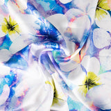 Satén Spandex Flor Verde Agua - Ribes y Casals