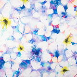 Satén Spandex Flor Verde Agua - Ribes y Casals