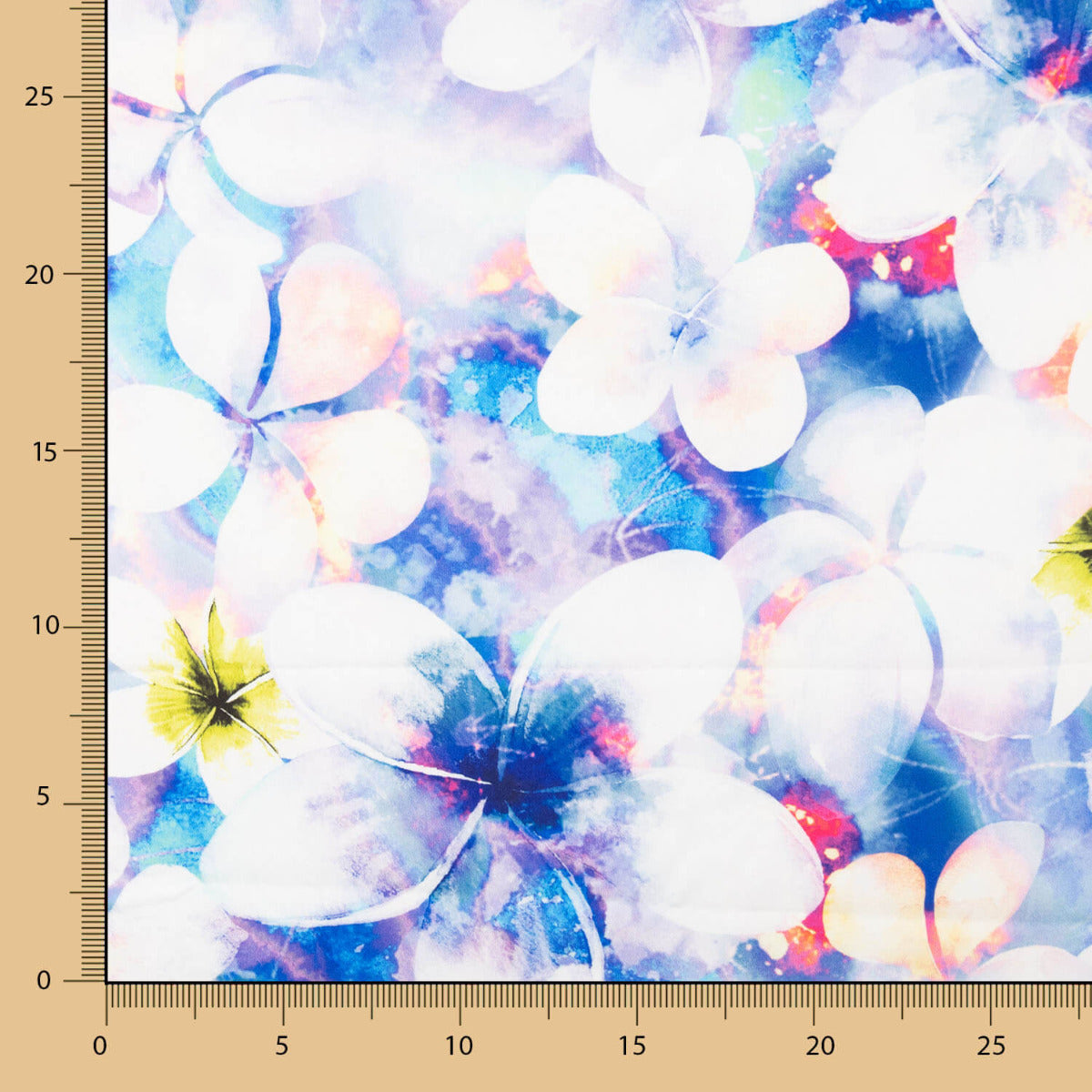 Satén Spandex Flor Verde Agua - Ribes y Casals