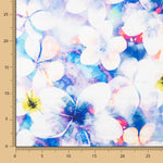 Satén Spandex Flor Verde Agua - Ribes y Casals