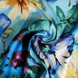 Satén Spandex Floral Azul - Ribes y Casals