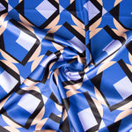 Satén Spandex Geo Maxi Azulón - Ribes y Casals