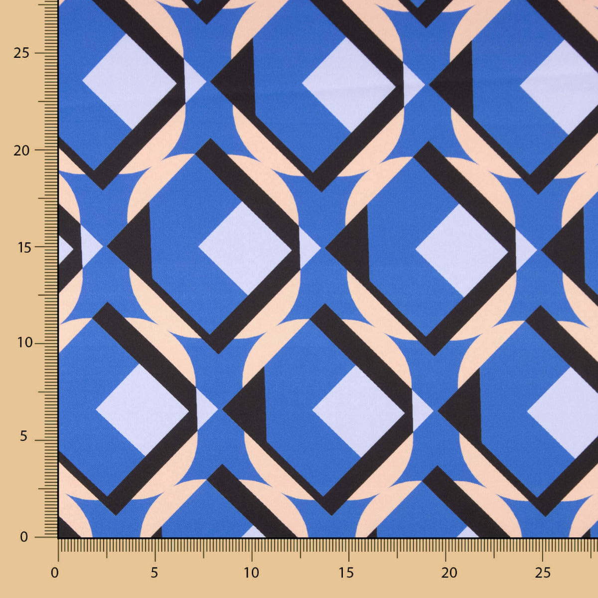Satén Spandex Geo Maxi Azulón - Ribes y Casals