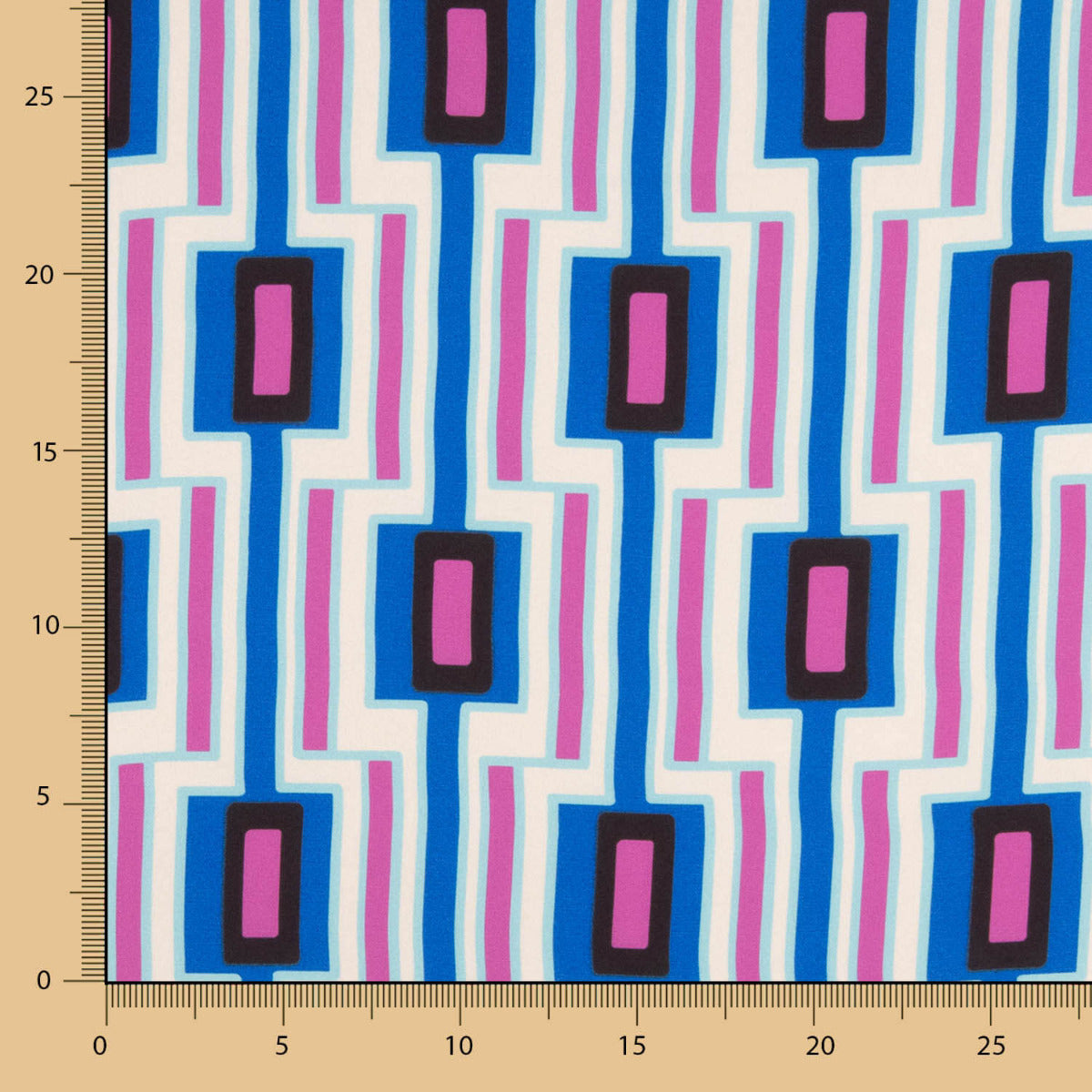 Satén Spandex Geométrico Azul - Ribes y Casals