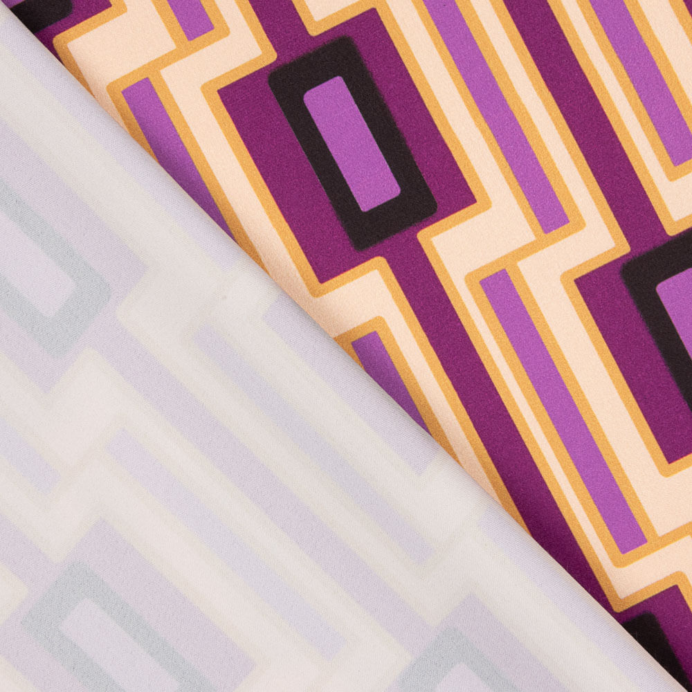 Satén Spandex Geométrico Magenta - Ribes y Casals