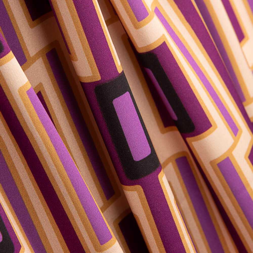 Satén Spandex Geométrico Magenta - Ribes y Casals