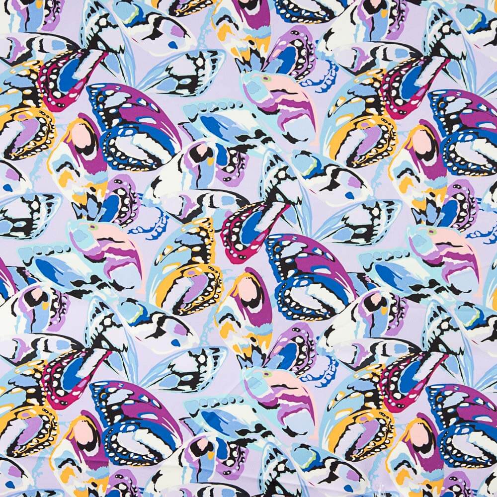 Satén Spandex Mariposas Malva - Ribes y Casals