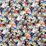 Satén Spandex Mariposas Negro - Ribes y Casals