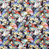 Satén Spandex Mariposas Negro - Ribes y Casals